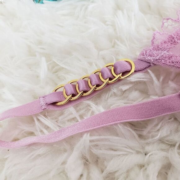 Victoria's Secret BRAZILIAN SMALL Lavender Lace Mesh side chains Very Sexy - Picture 2 of 6